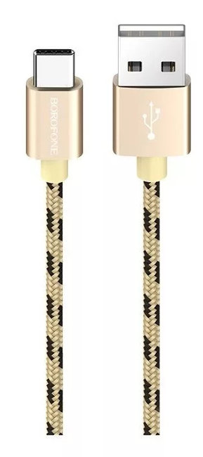 Кабель Borofone BX24 Type-C 2.4A ткань 1метр золотой