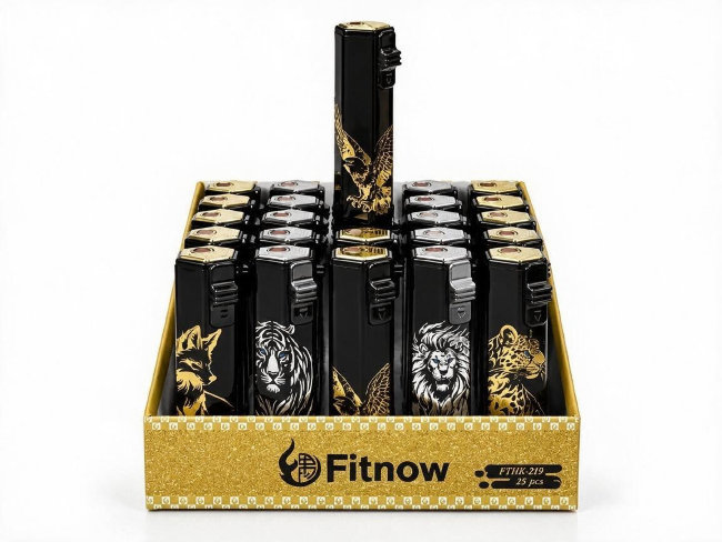 Зажигалка ТУРБО FITNOW арт.305 6-гранная металл (25)