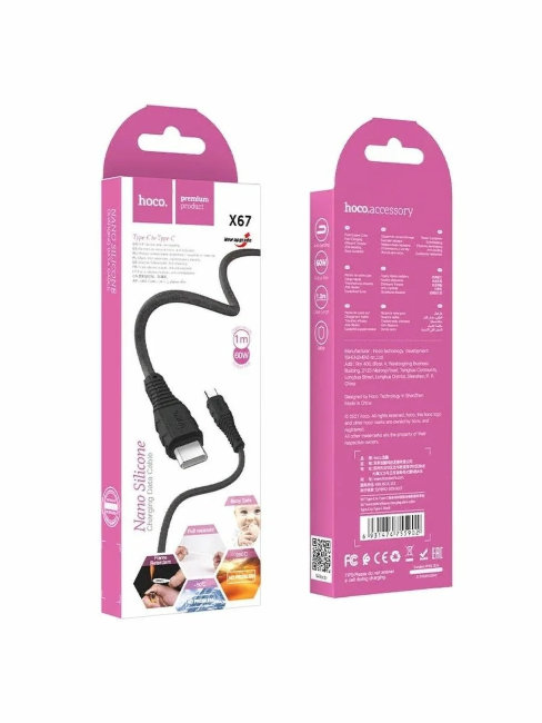 Кабель HOCO Type-C-Type-C Nano PD 60W 3A 1m чёрный (X67)