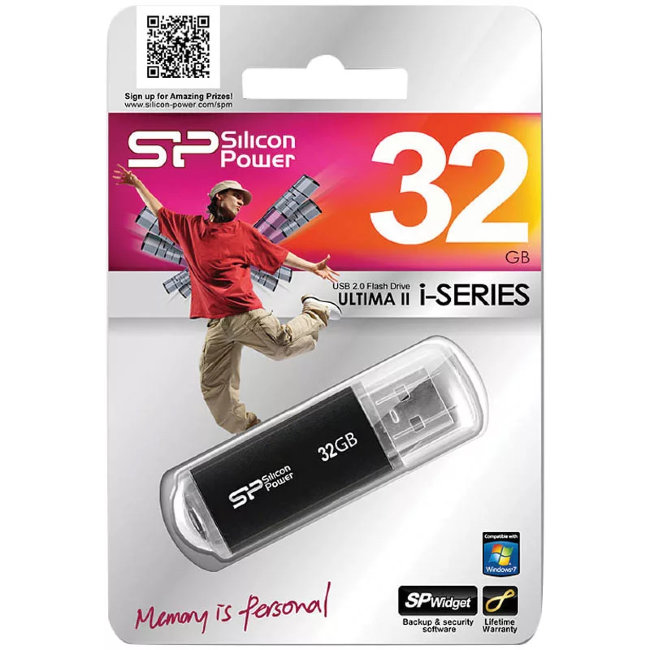 Флешка USB SiliconPower 32GB Ultima U02 чёрный