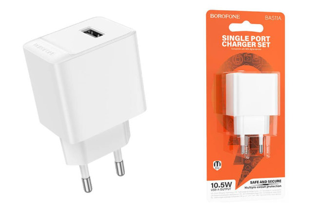 З\У Borofone BAS11A 1USB 2.1A белый