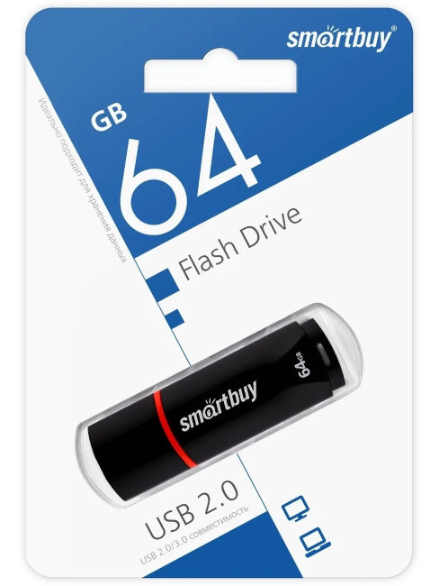 Флешка USB Smartbuy 64GB Crown чёрный