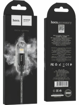 Кабель HOCO  Lightning 1м чёрный (X14) ткань
