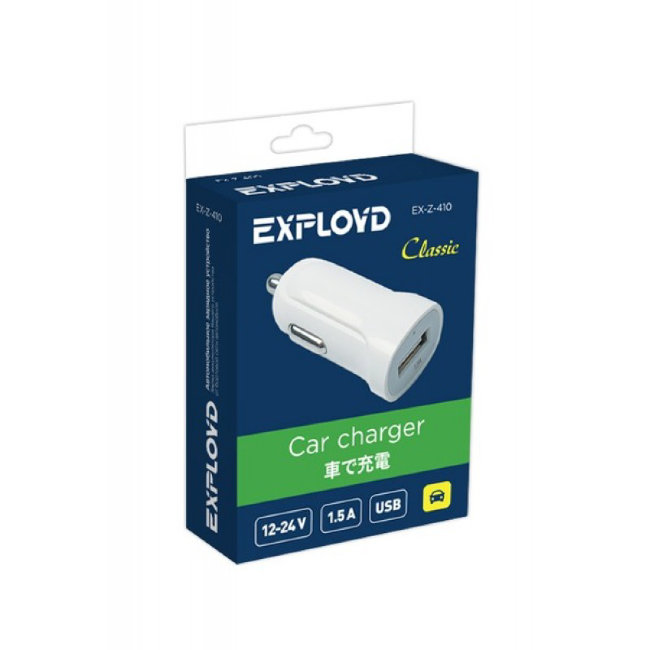 Авто з\у Exployd 1.5A 1xUSB белый арт.EX-Z-410