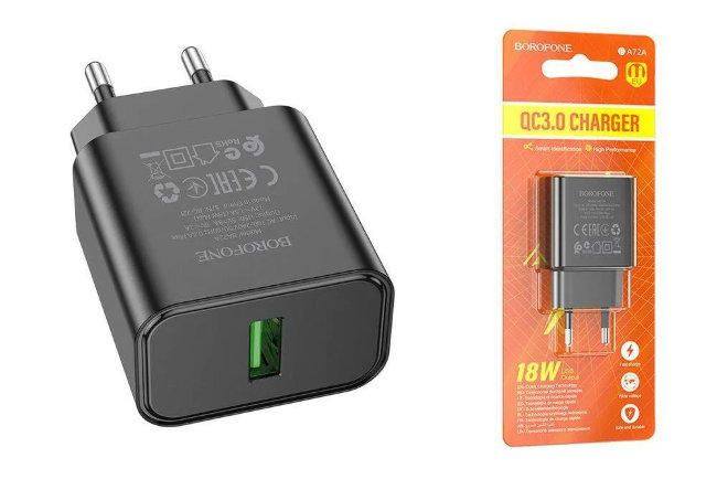З\У Borofone BA72A 1USB QC.3.0 18W чёрный