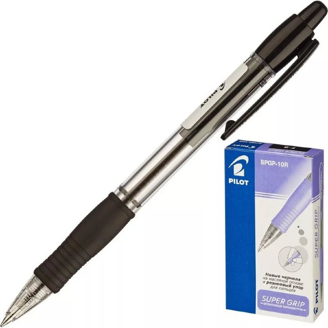 Ручка шариковая Pilot BPGP-10R-F 0,32мм чёрная Япония (12)