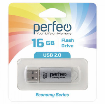 Флешка USB Perfeo 16GB E01 серебро