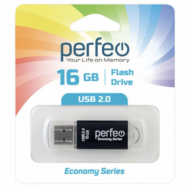 Флешка USB Perfeo 16GB E01 чёрный