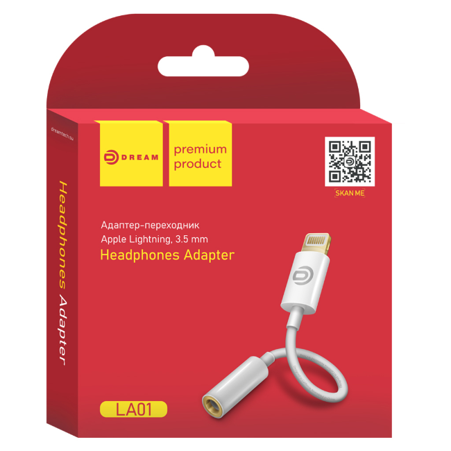 Адаптер Dream LA01 Lightning-Aux Bluetooth,белый