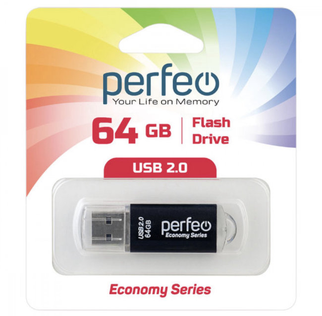 Флешка USB Perfeo 64GB E01 чёрный