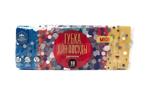 Губки д\мыт посуды 10шт Стандарт (Аквамаг) арт.ГП-003 (40)