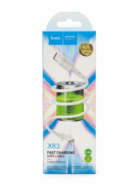 Кабель HOCO MicroUSB 1м белый (X83)