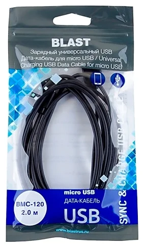 Кабель BLAST  BMC-120 USB-microUSB 2м чёрный