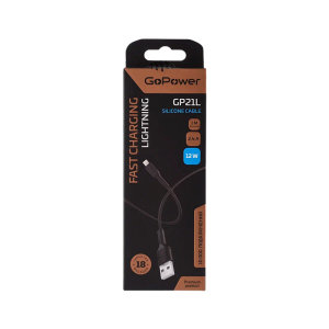 Кабель GoPower Lightning 1м силикон чёрный (GP21L)