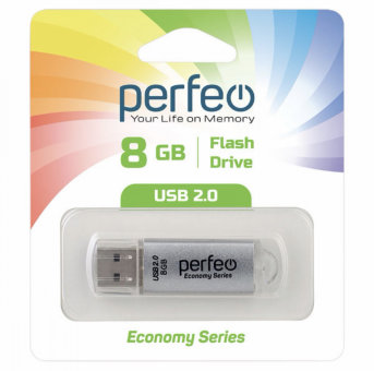 Флешка USB Perfeo 8GB E01 серебро