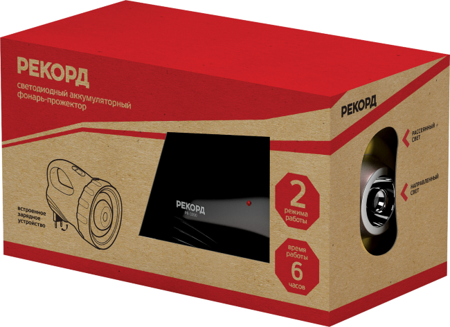 Фонарь аккум Рекорд РB-3200 чёрный