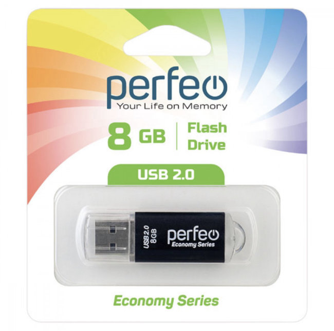 Флешка USB Perfeo 8GB E01 чёрный