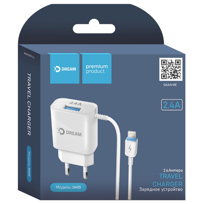 З\у DREAM DRM-SM05 USB-Lightning 1метр белый