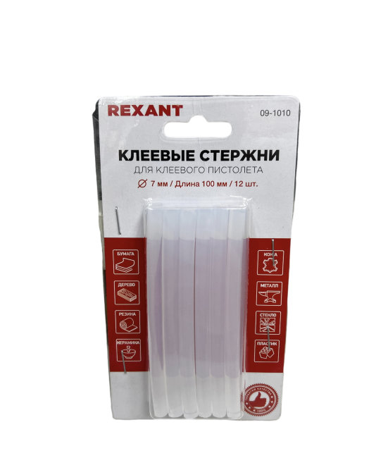 Клеевые стержни Rexant Ø7мм прозрачные 12шт (10см)