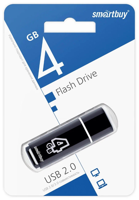 Флешка USB Smartbuy 4GB Glossy чёрный