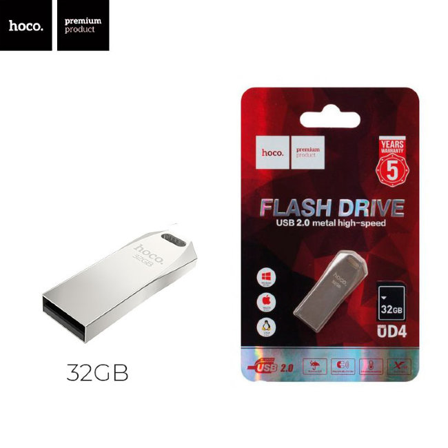 Флешка USB Hoco 32GB UD4 серебряный металл